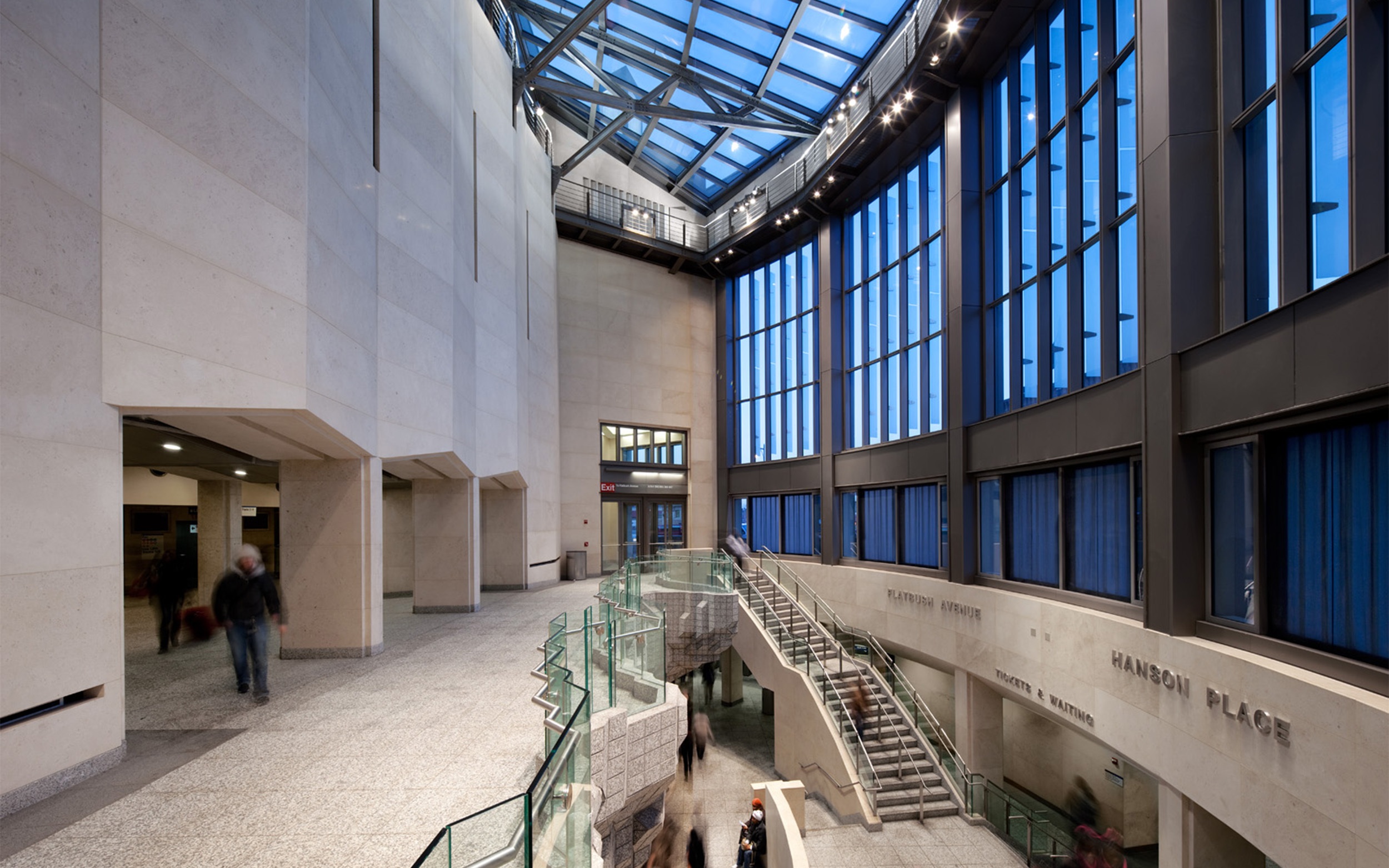 The mezzanine level overlooks the entire train facility.