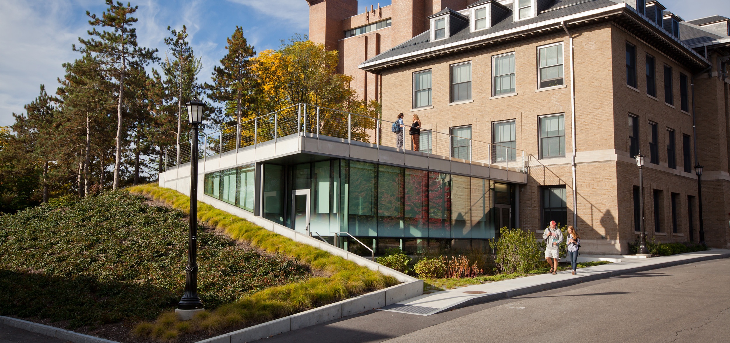 Fernow hall was built into the side of a hill with a roof top garden.
