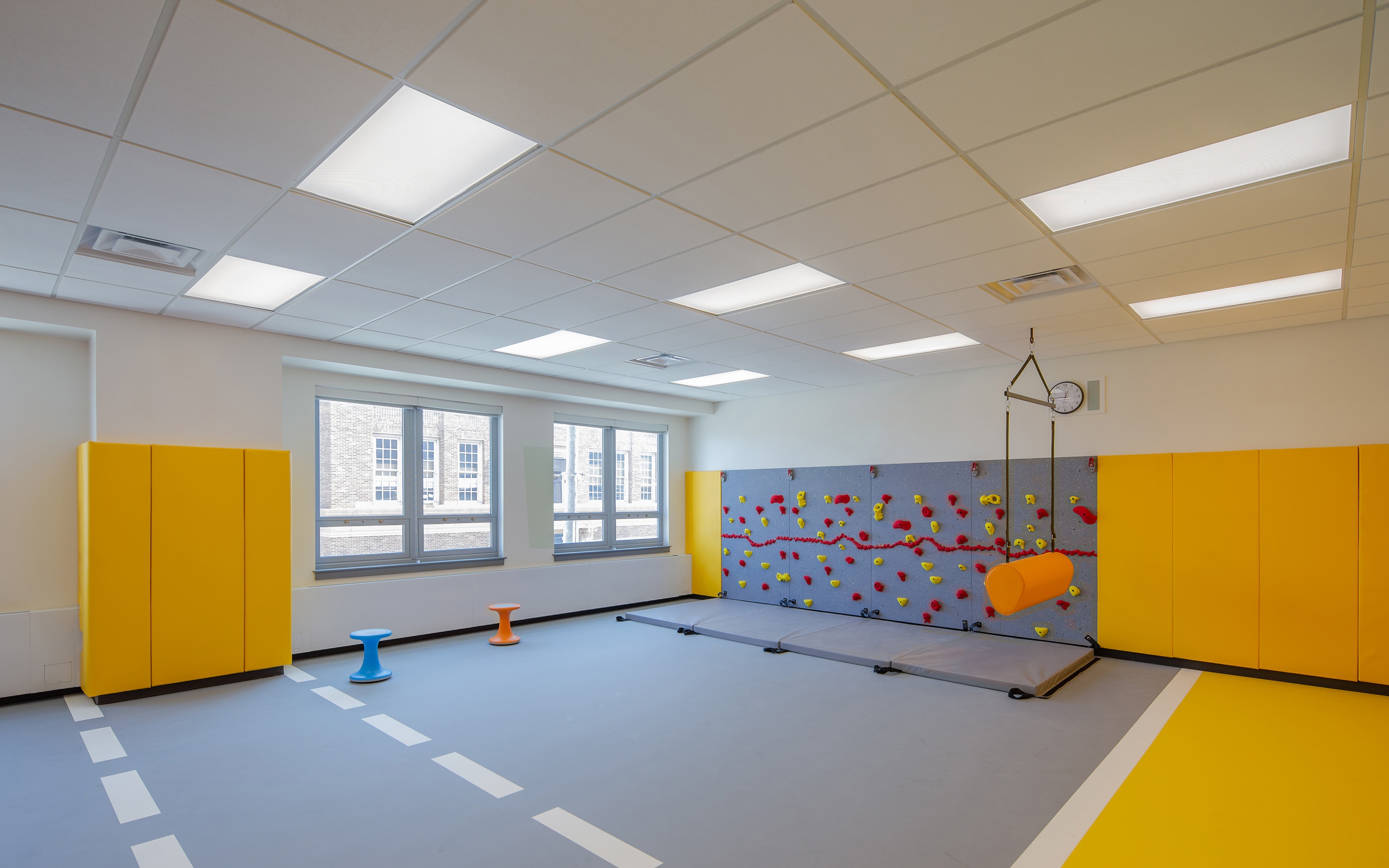 children's yellow activity/gym room