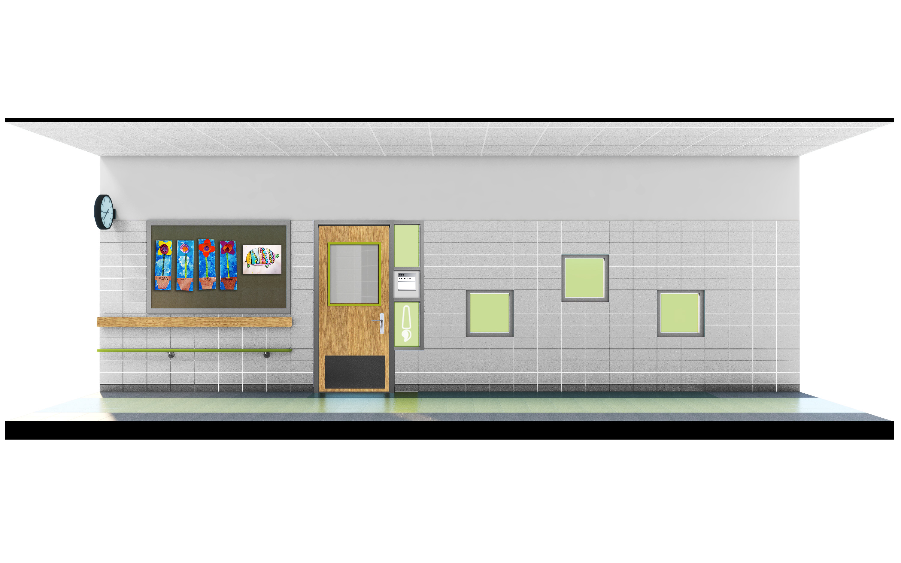 PS 256Q green hallway rendering