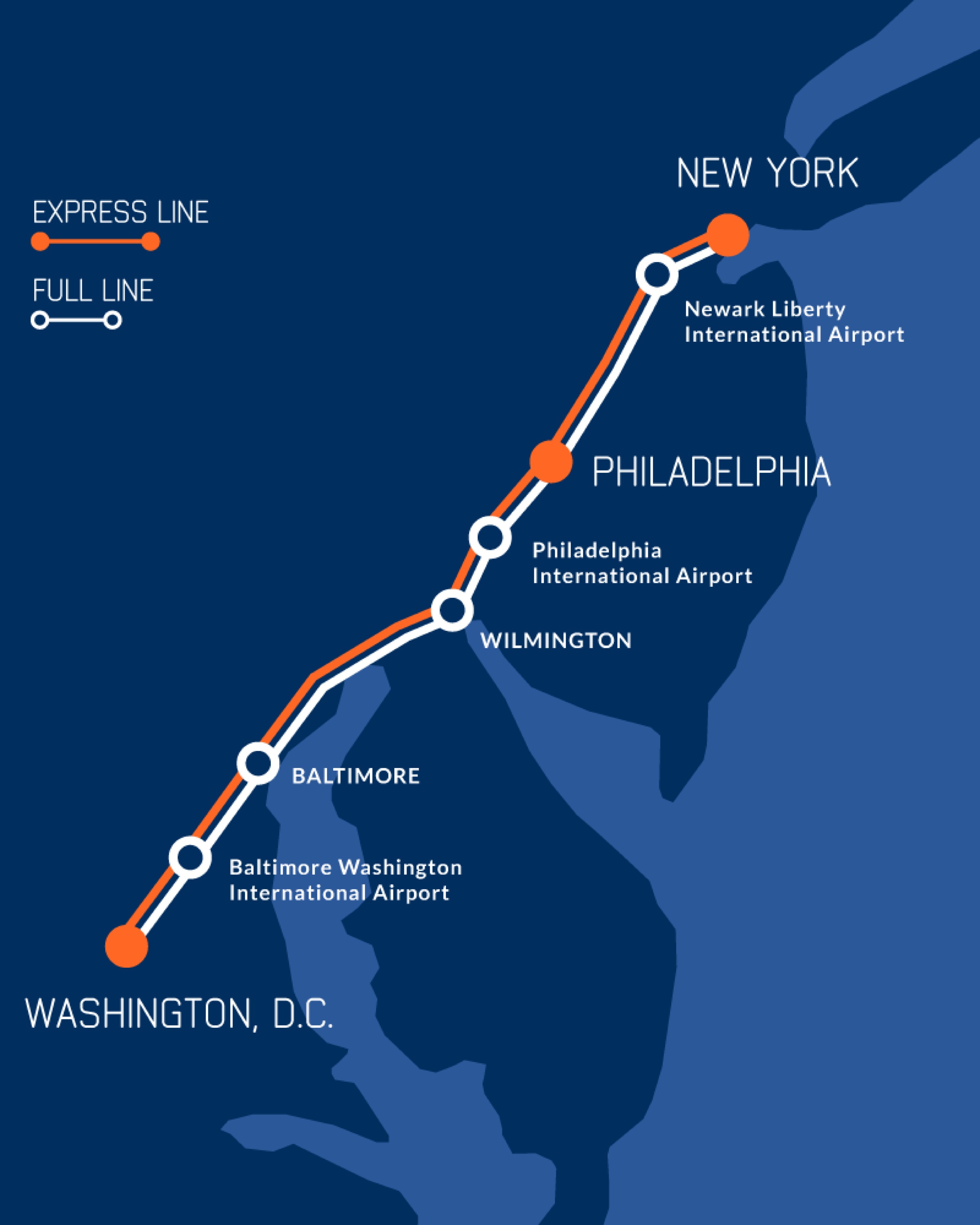 Northeast Maglev transit map