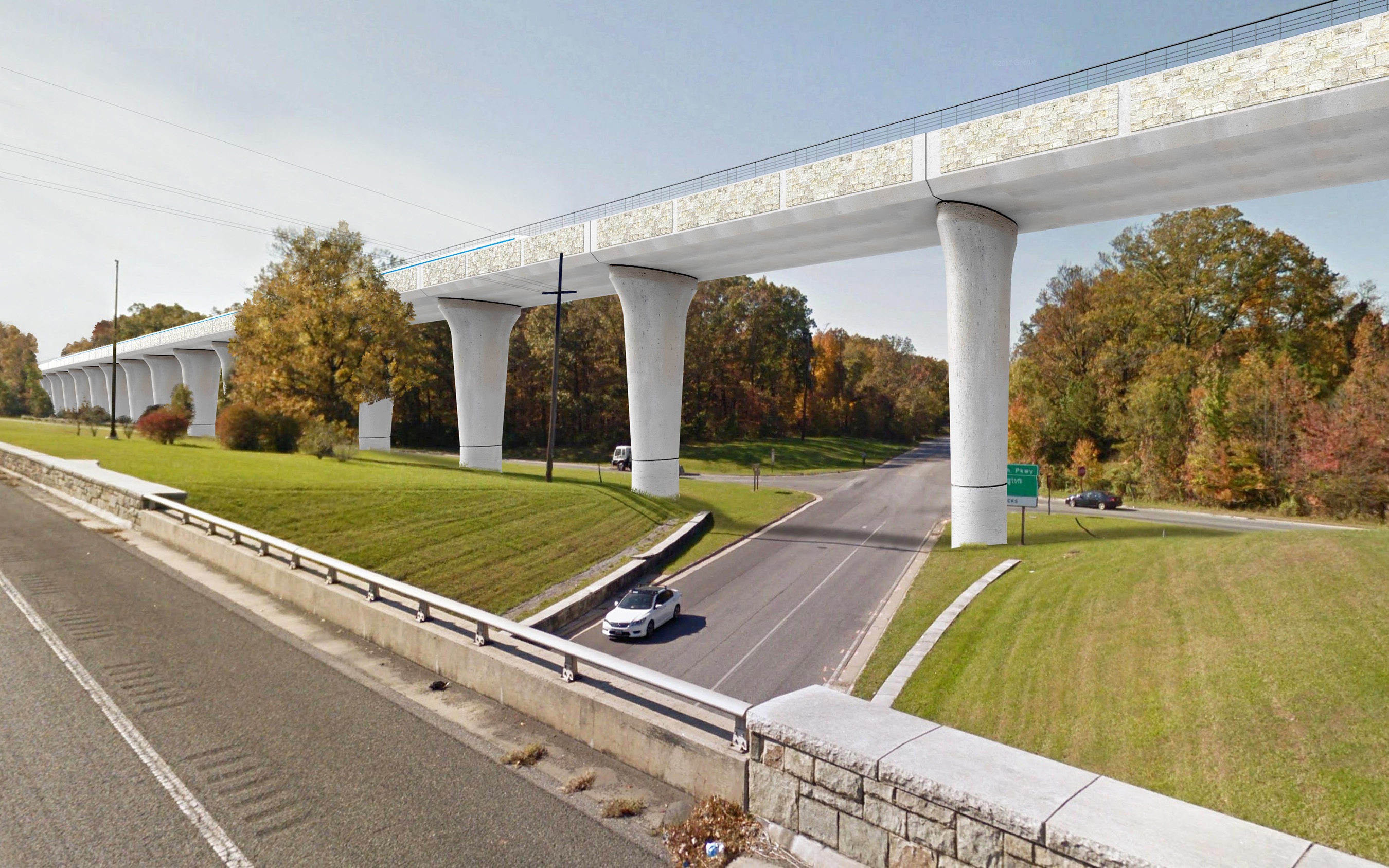 Northeast Maglev proposed elevated track