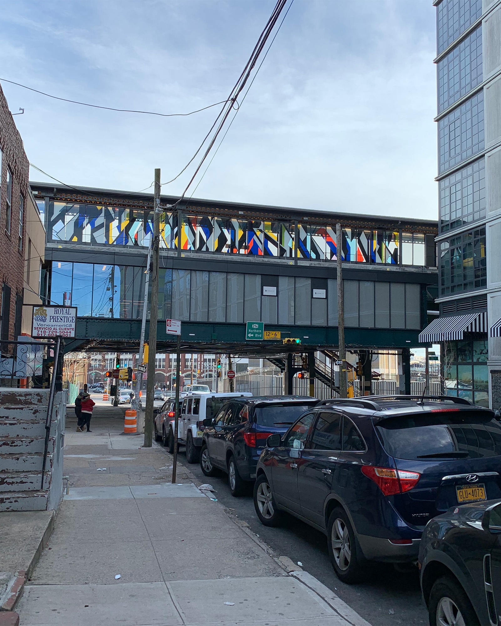 Elevated subway station in Astoria, Queens.