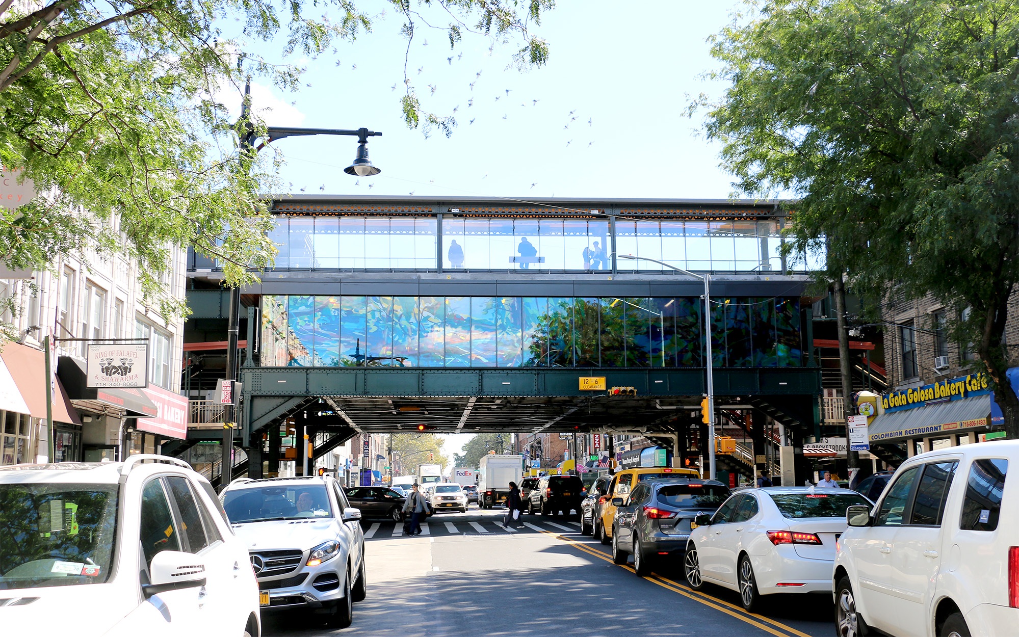 Elevated subway station in Astoria, Queens.
