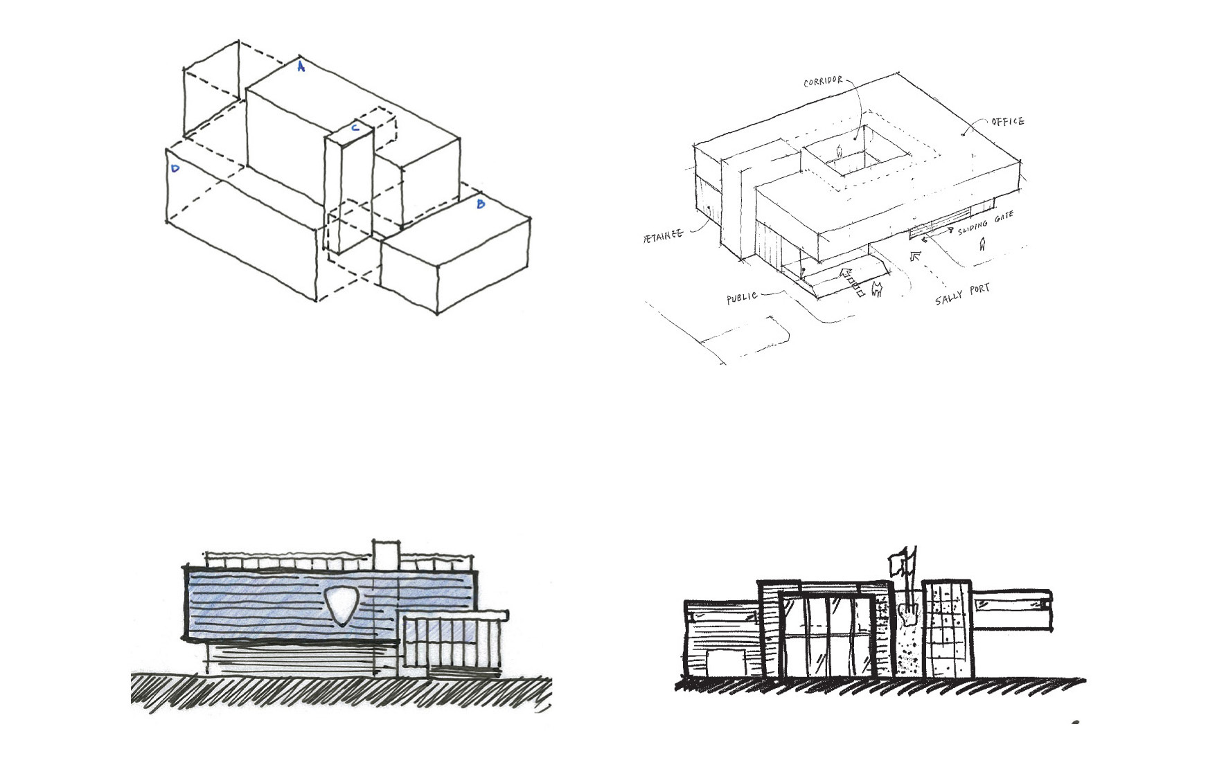 Drawings of the police facility during the design process