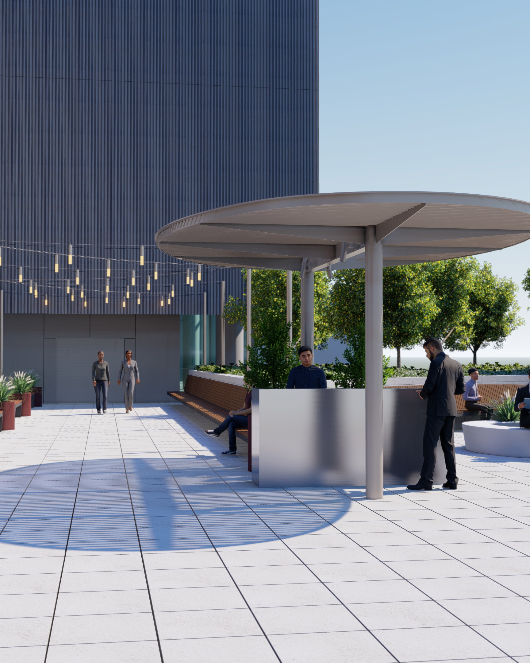 shade structure on roof terrace