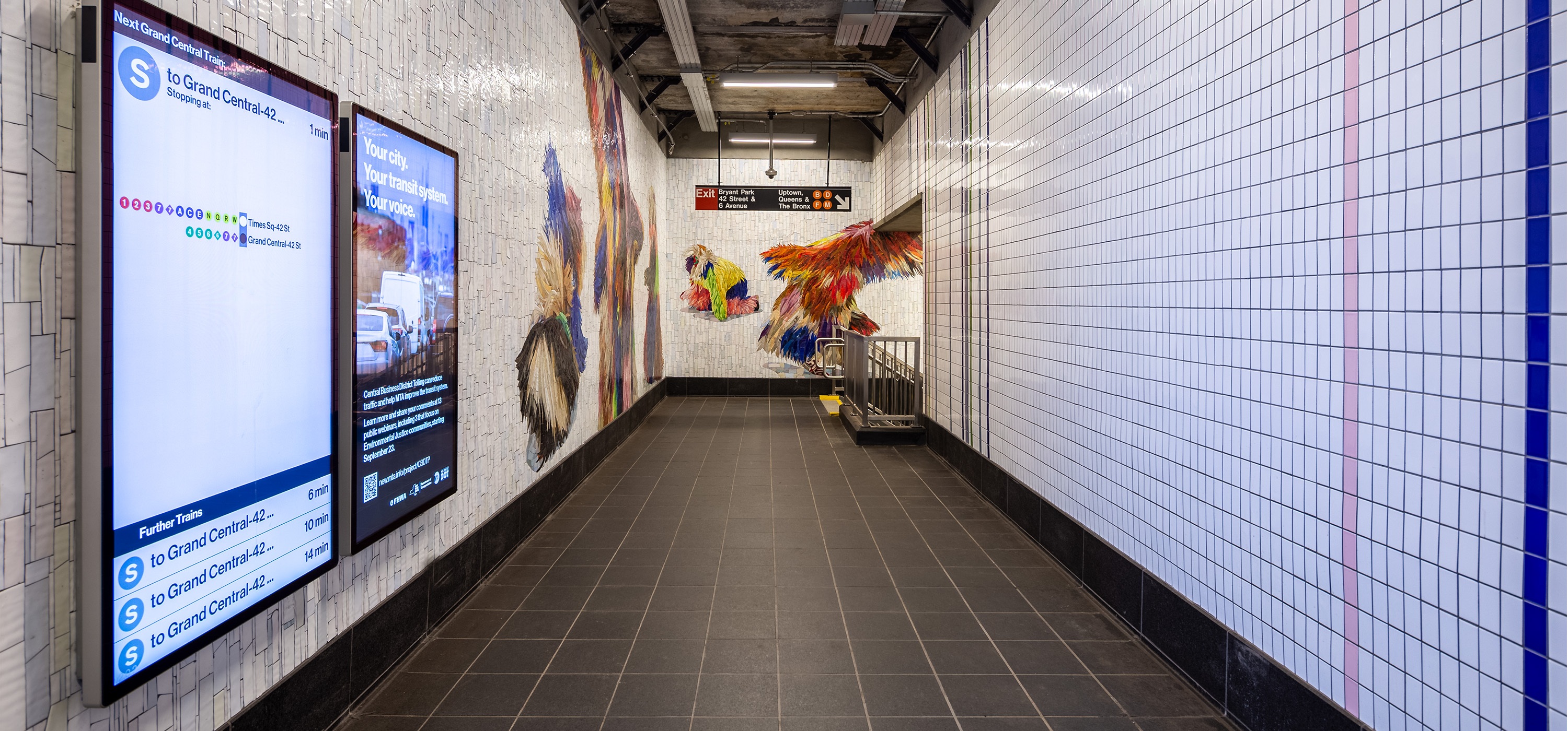 42nd Street Connector with mosaic tiles and screens