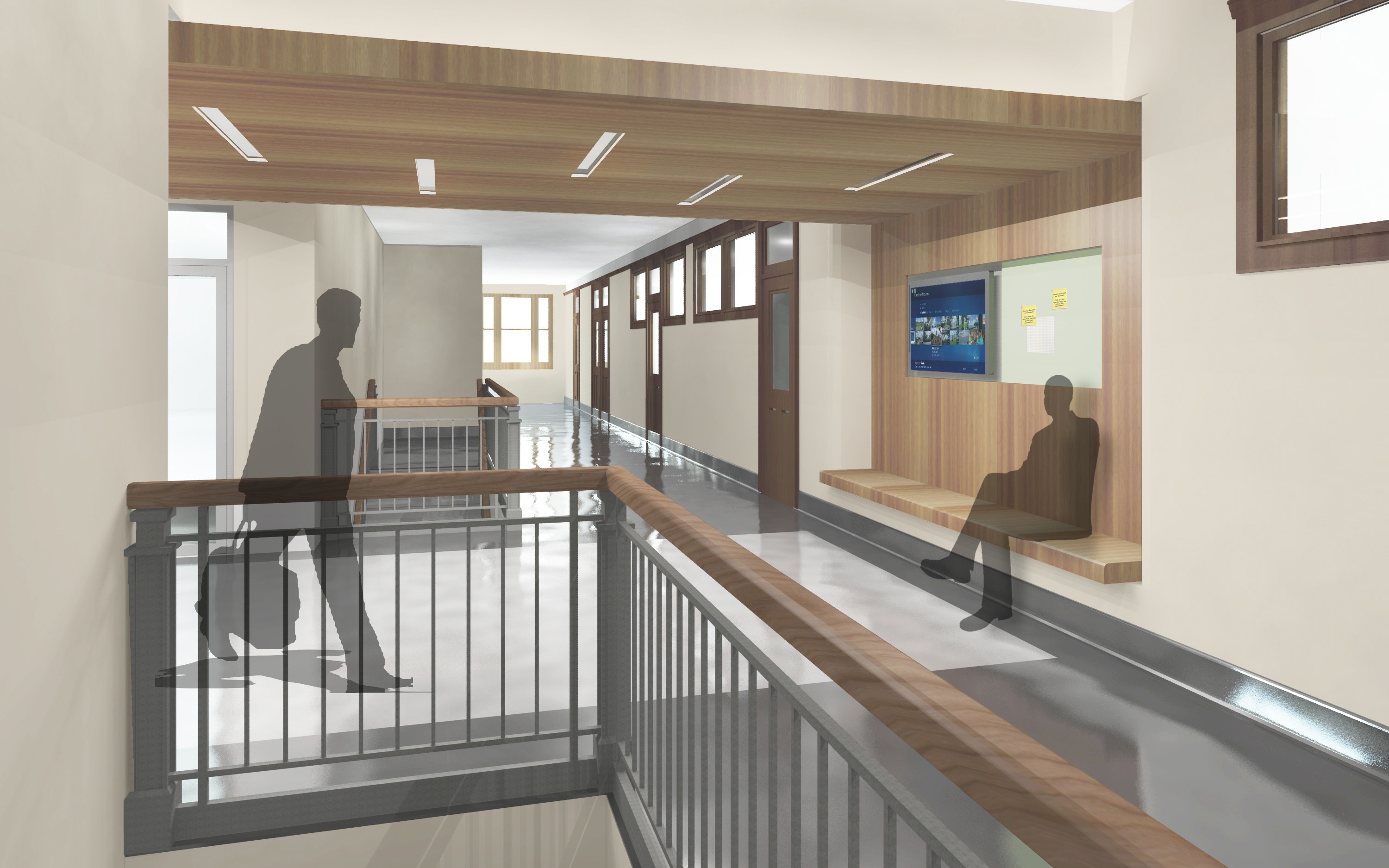 Cornell University Rice Hall corridor rendering