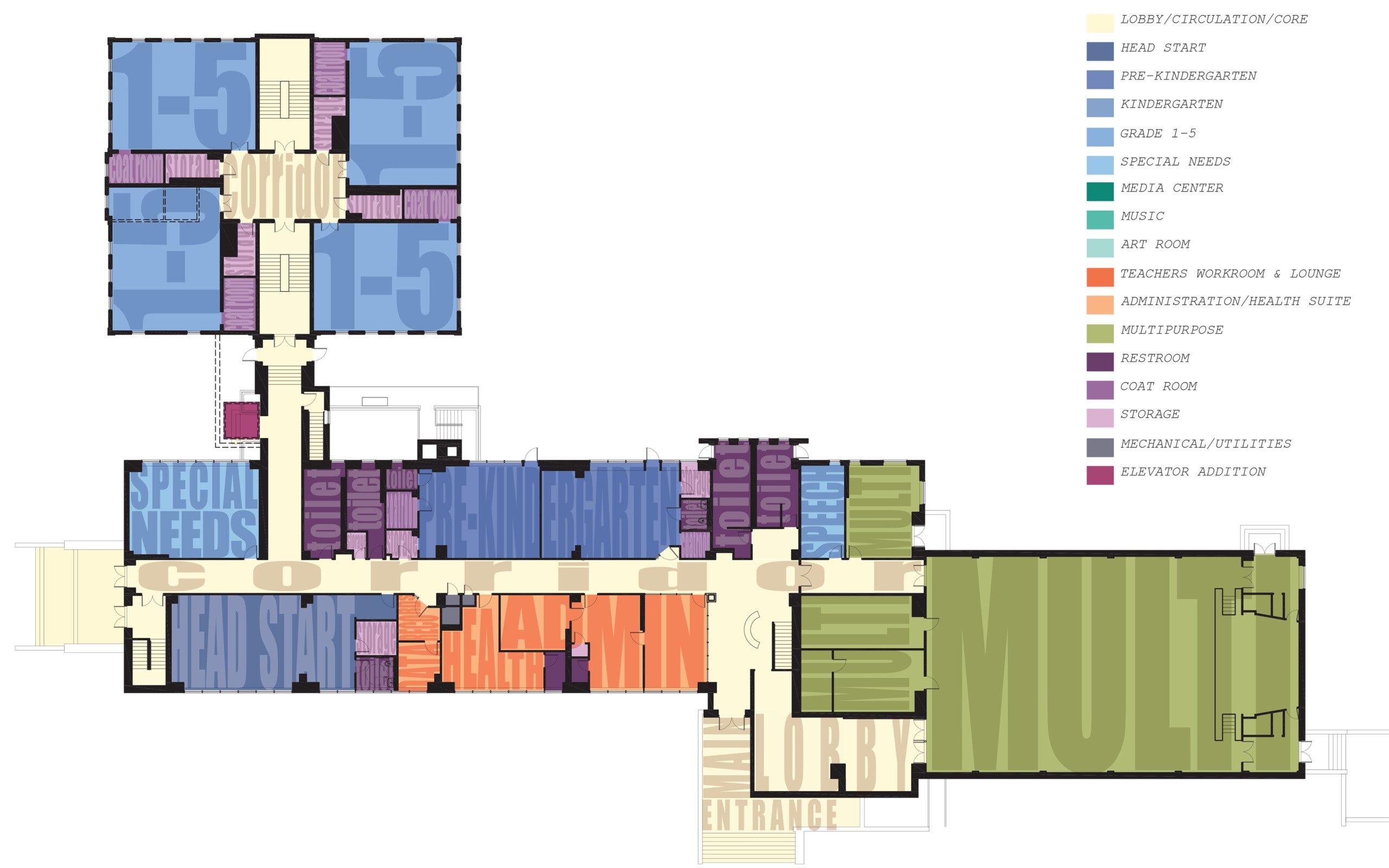 Plan view of school programming