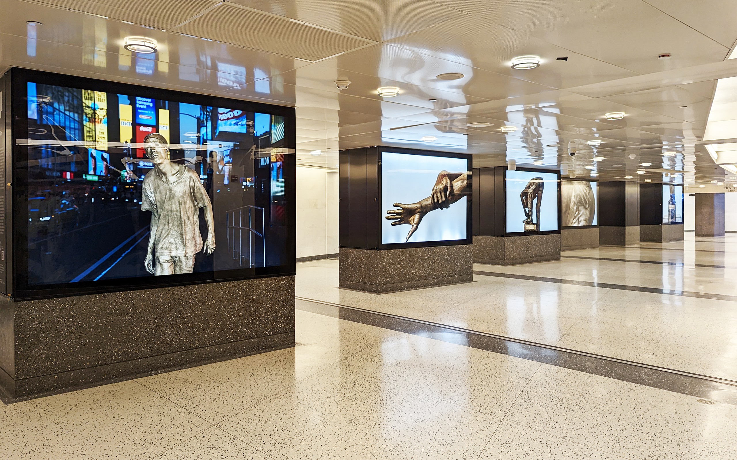Grand Central Madison station digital art displays