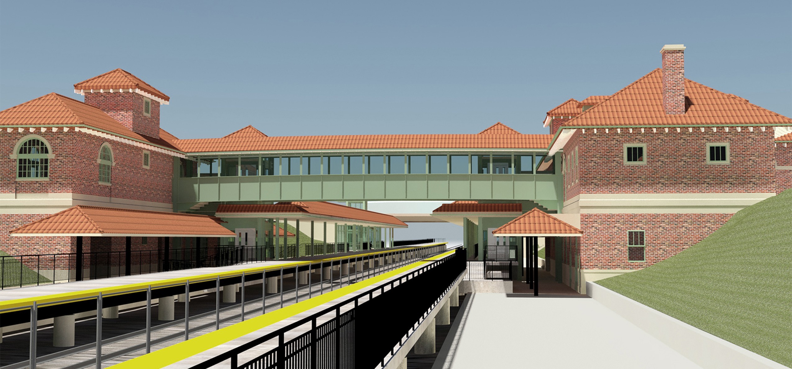 rendering of perth amboy station elevated walkway over track