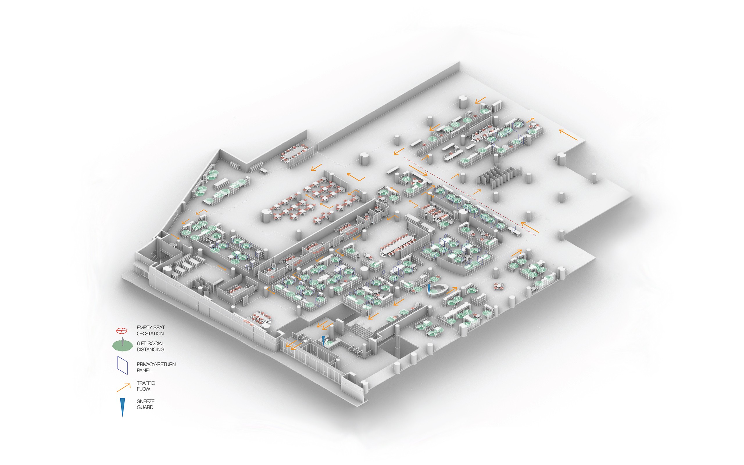 3D aerial rendering of Javits Center covid-19 vaccination site