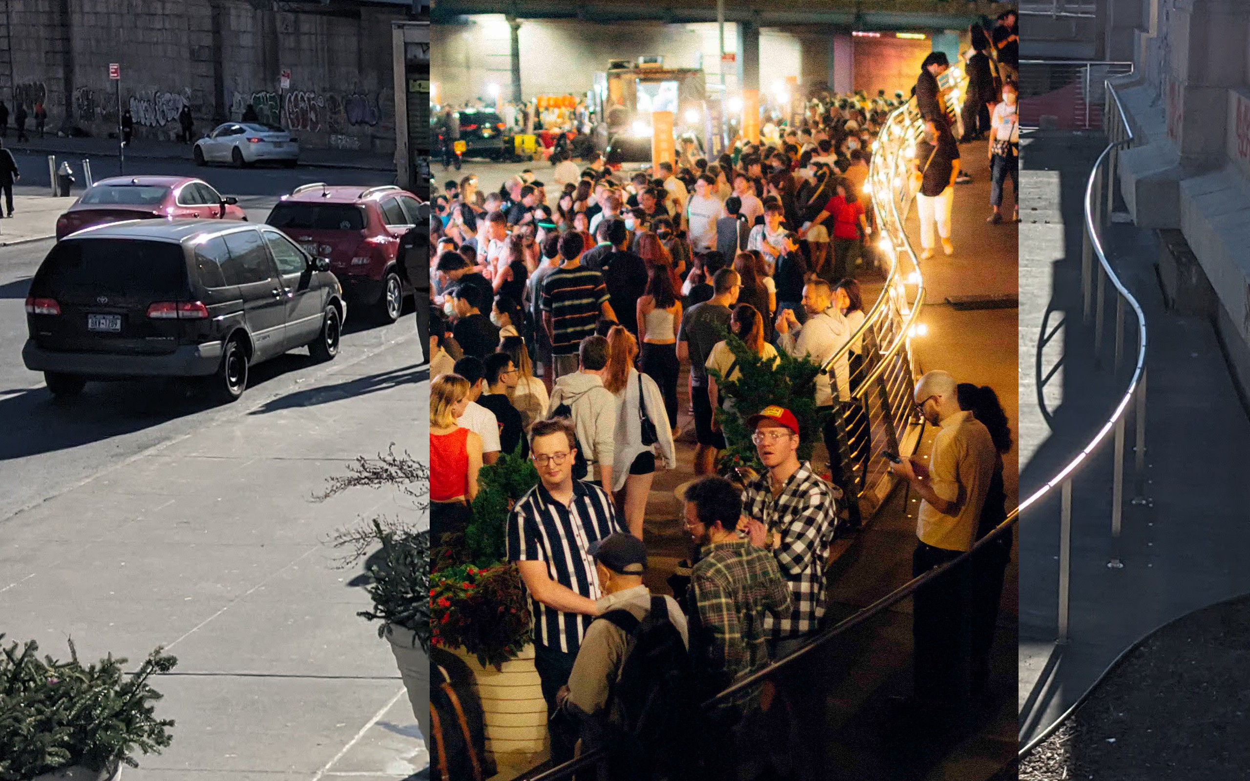 before and after shot of the market