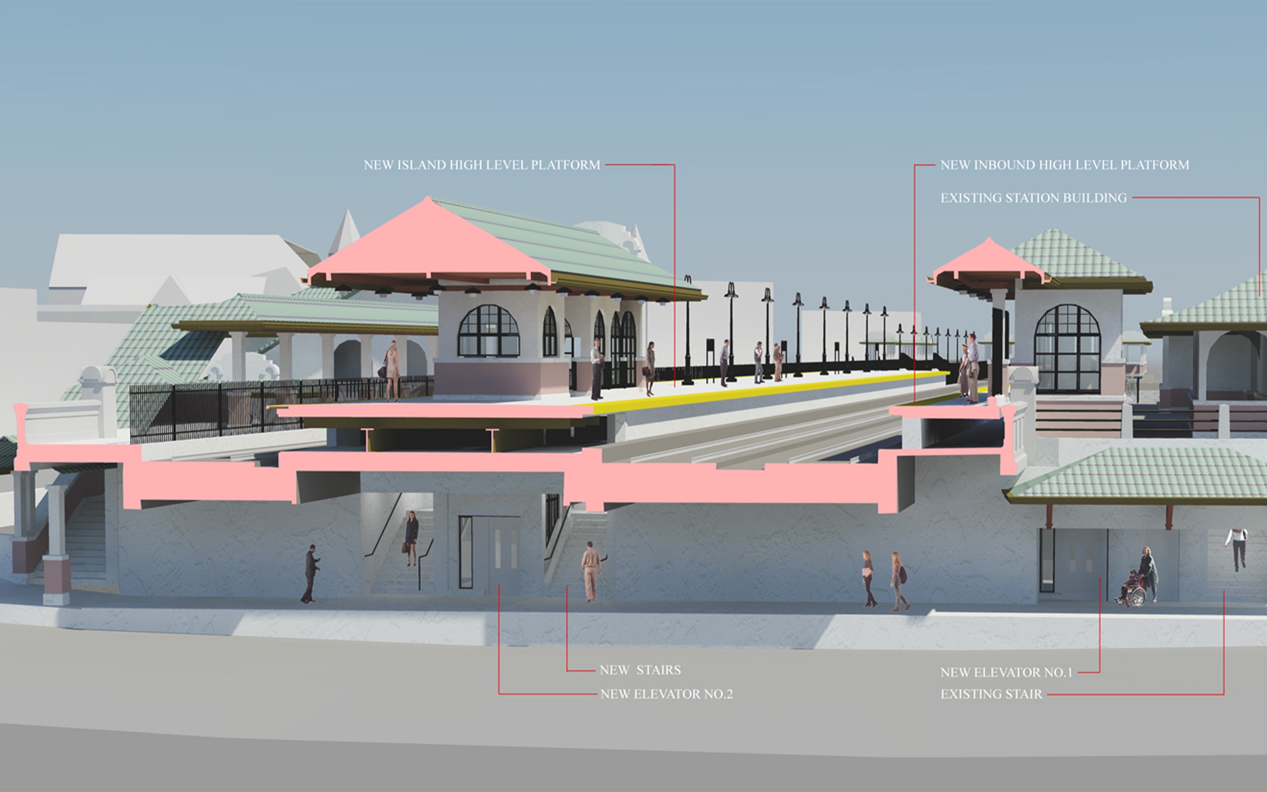 Ridgewood Station cross section rendering