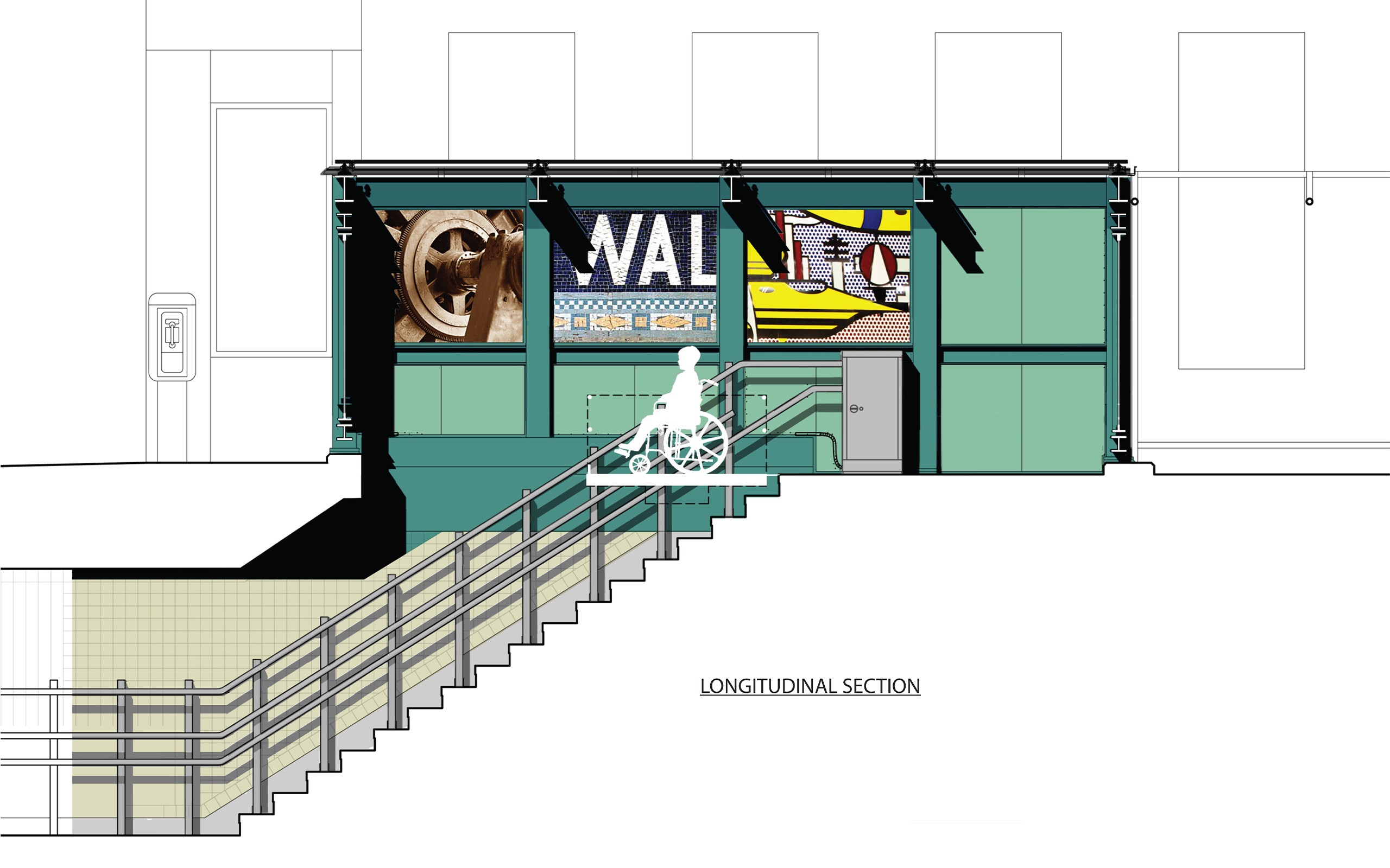 section diagram of New York Transit Museum accessible entrance