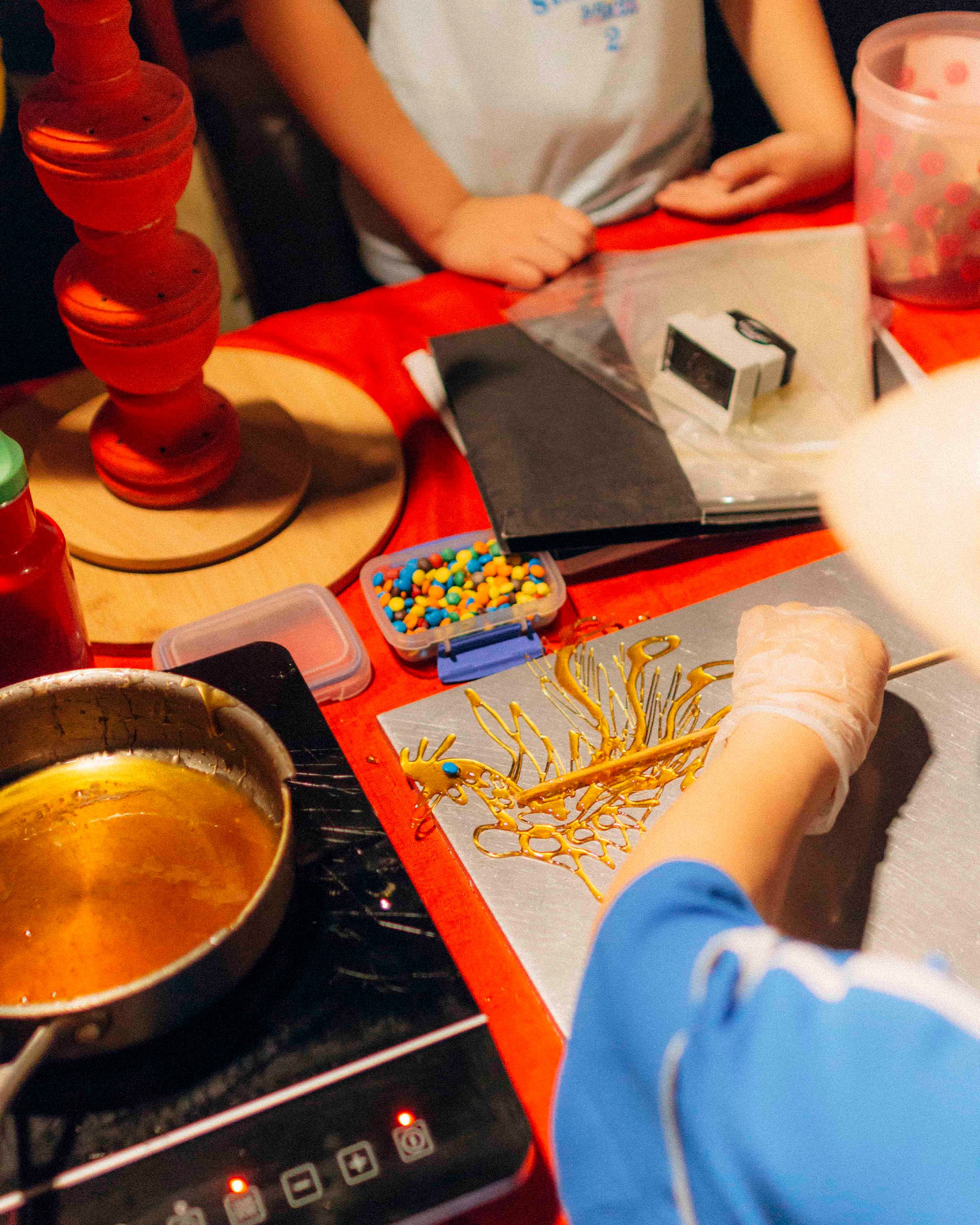 close up of a sugar artist at work