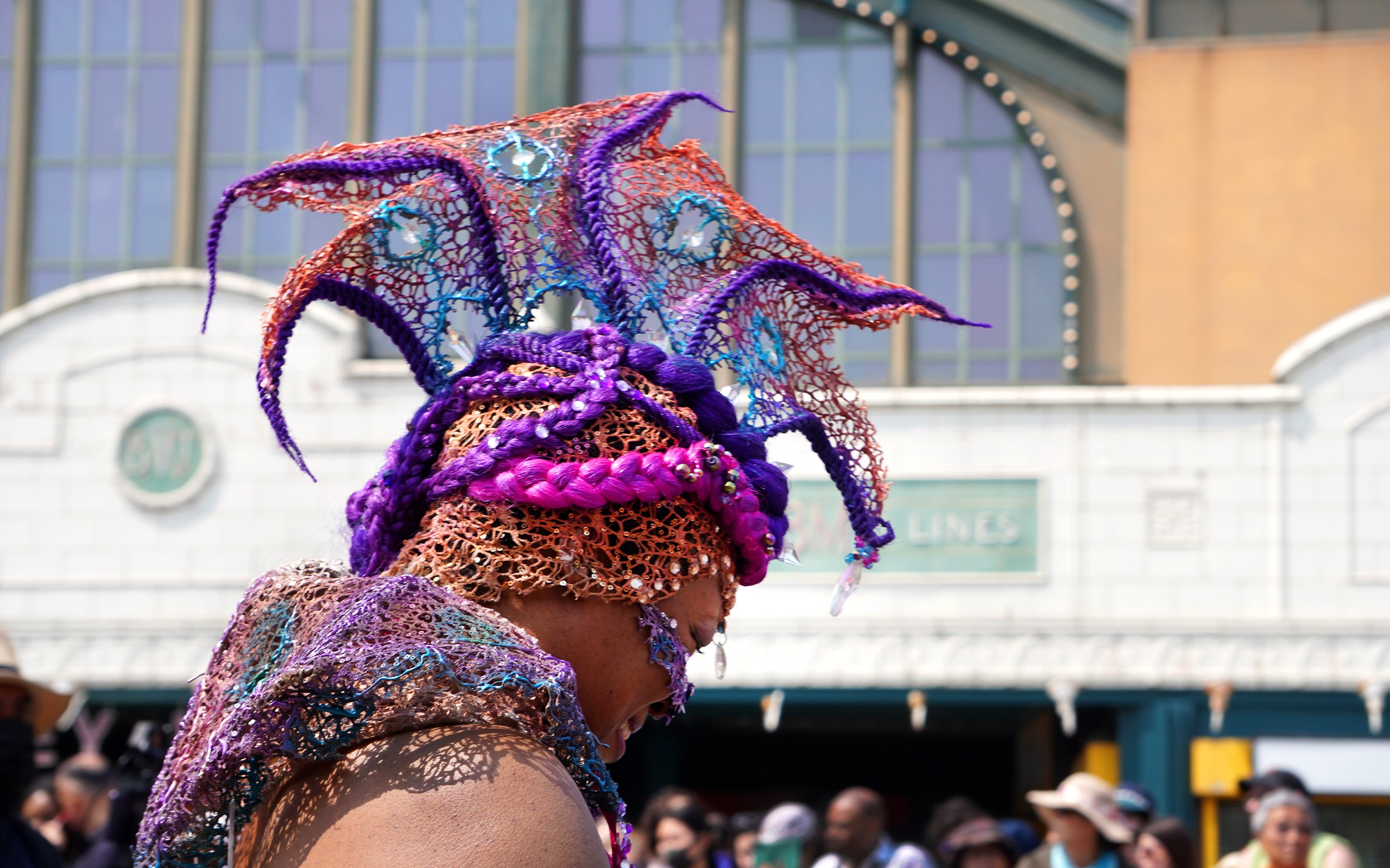 41st Annual Mermaid Parade procession in front of Stillwell Avenue Station