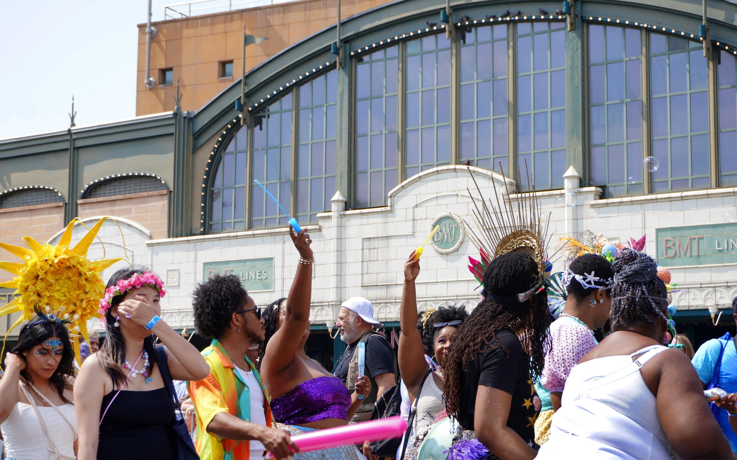 41st Annual Mermaid Parade procession in front of Stillwell Avenue Station