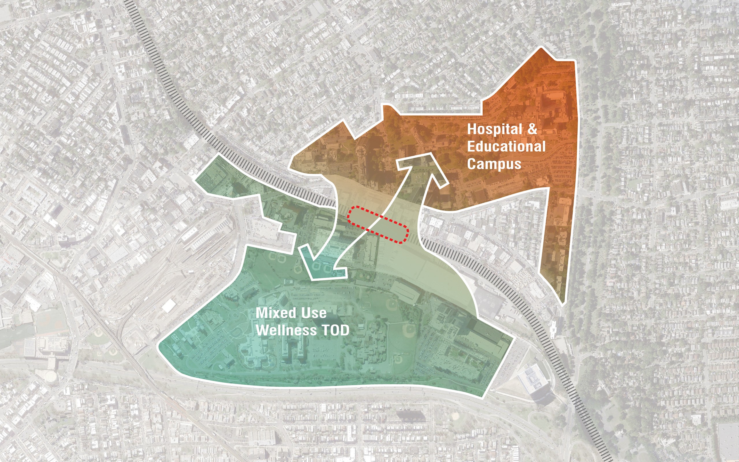 Morris Park context map with proposed transit oriented development (TOD)