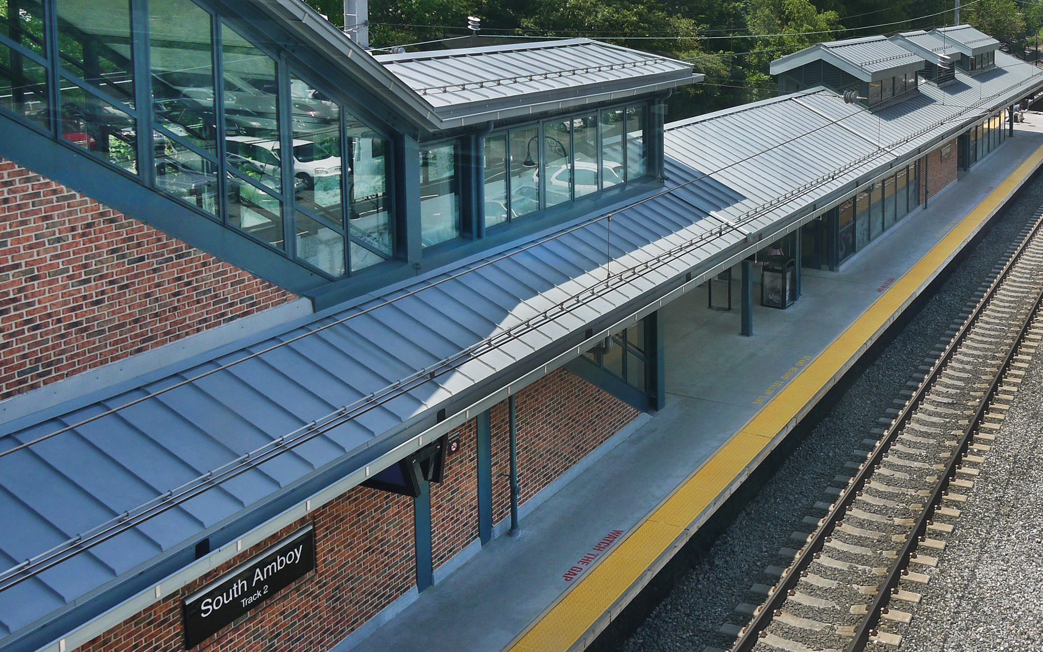 South Amboy Station stairs and platform canopies