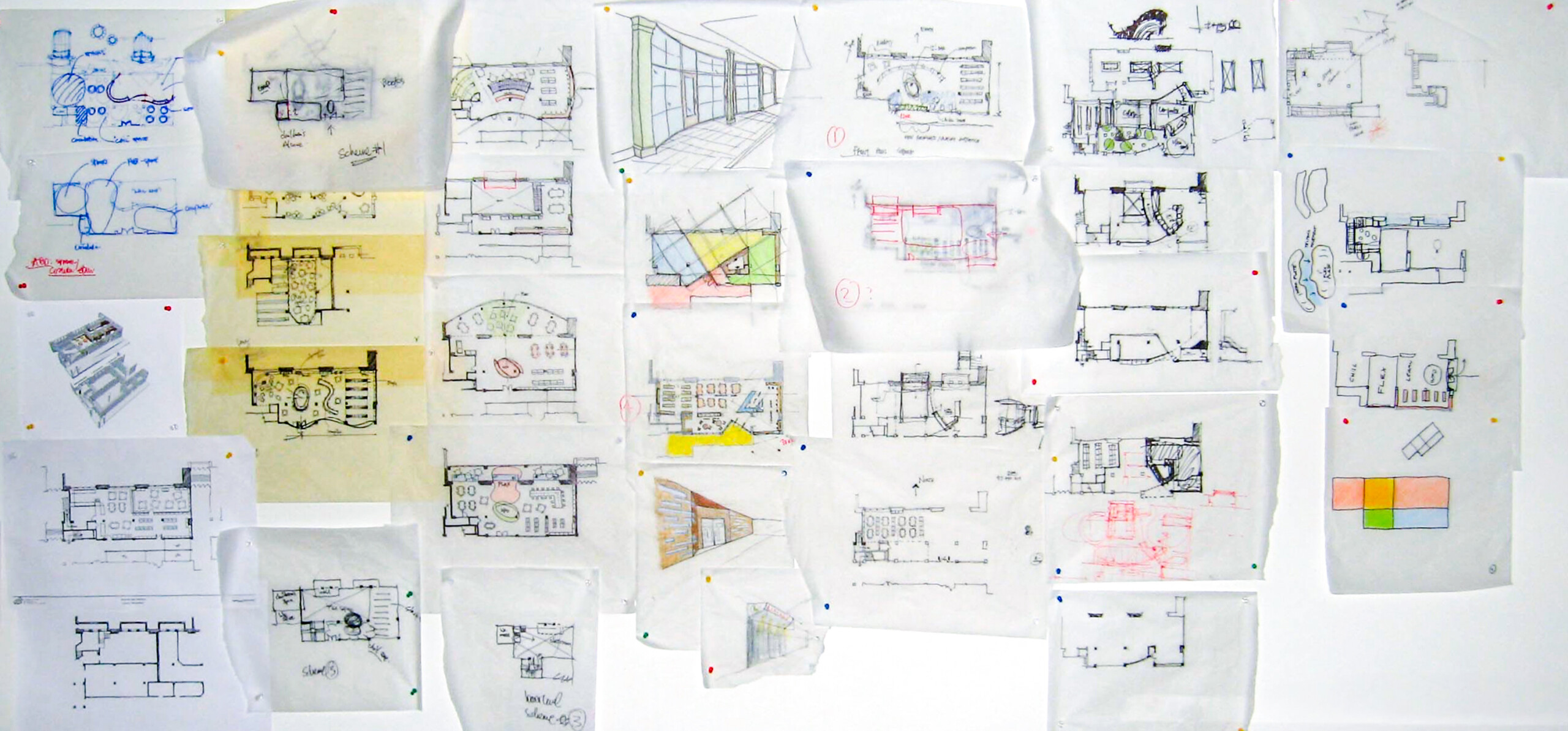 New Visions Public Libraries design process sketches