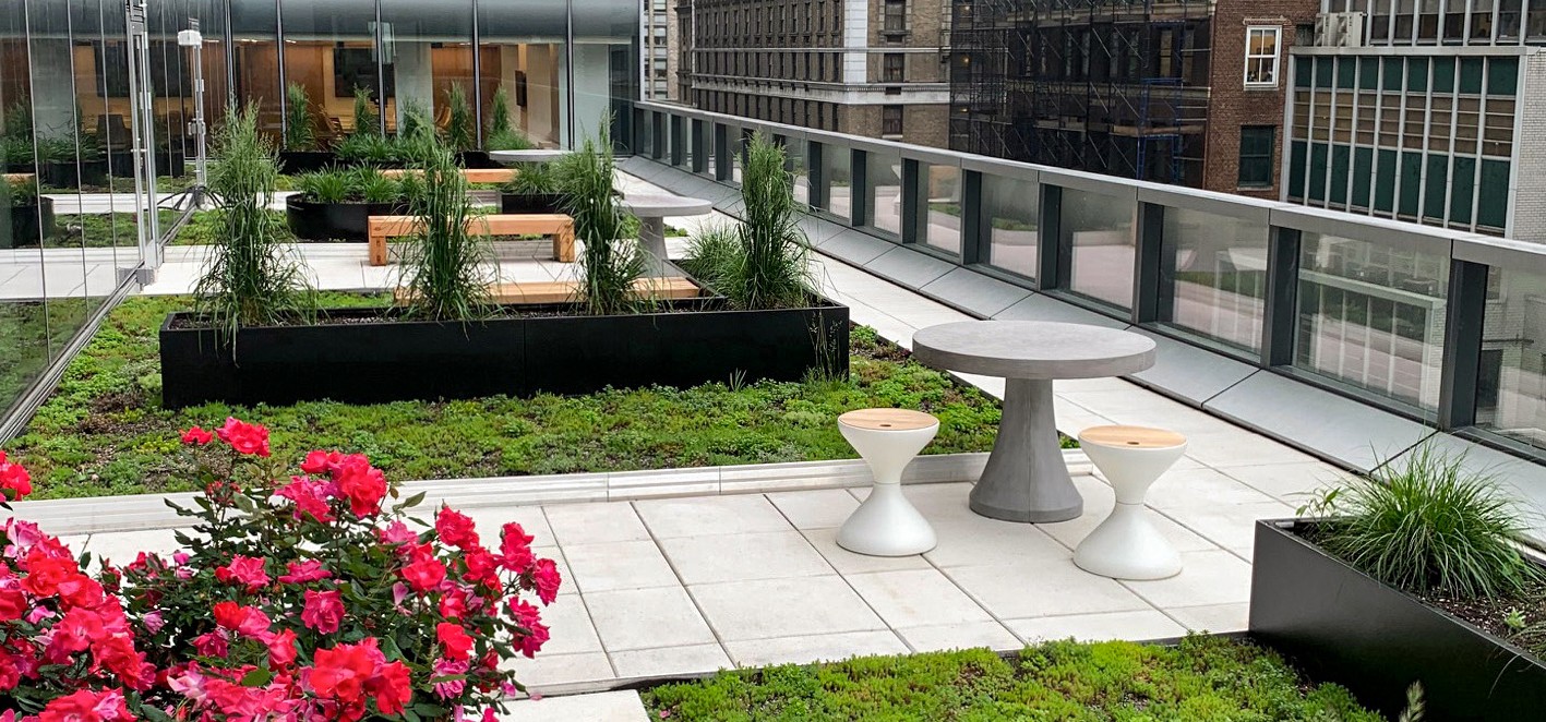 outdoor seating at Shiseido office