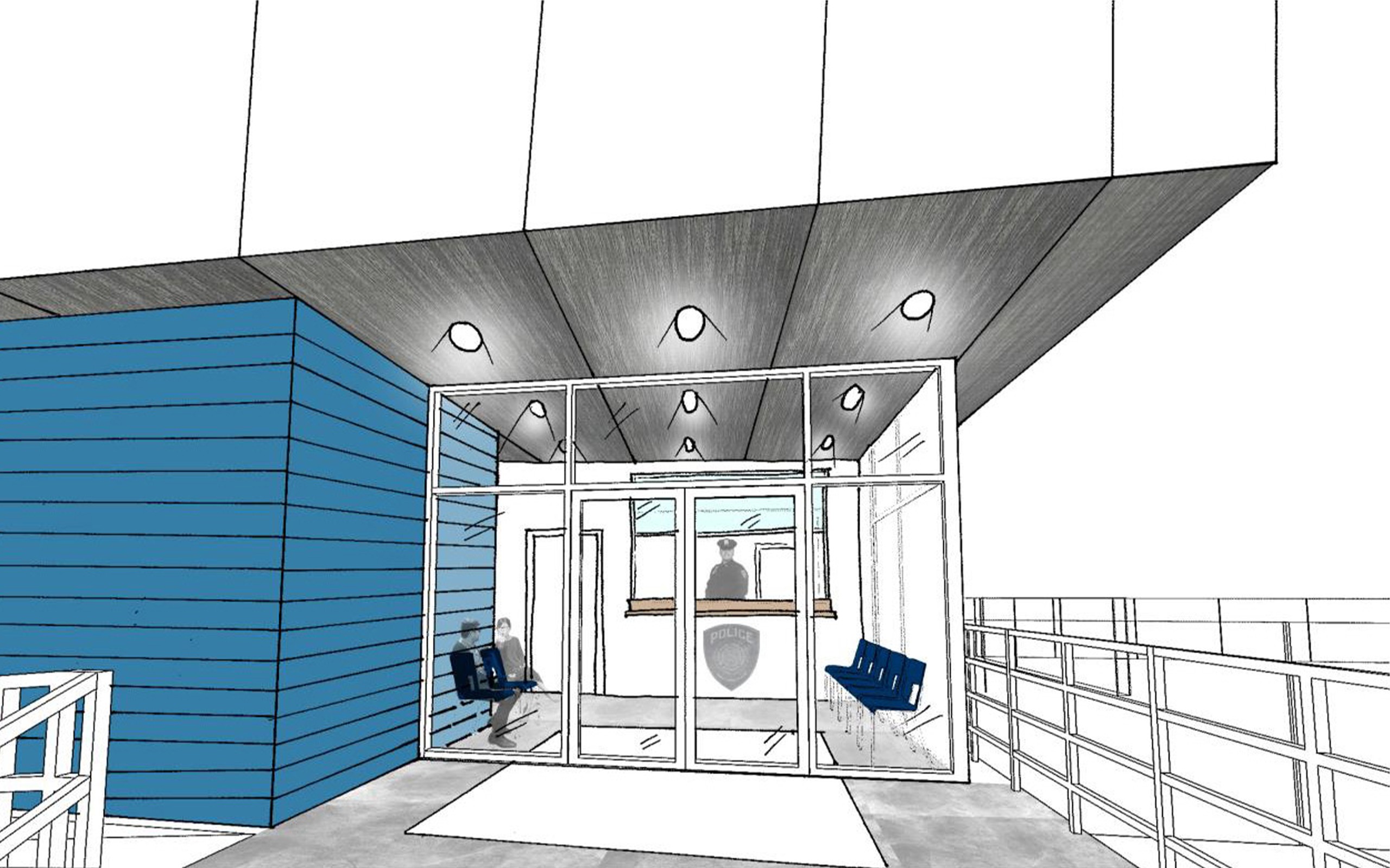 PD_07_16x10 Drawing of police facility entrance
